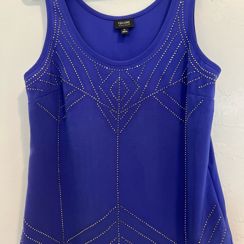 Nicole by Nicole Miller Royal Blue Embellished Tank Top